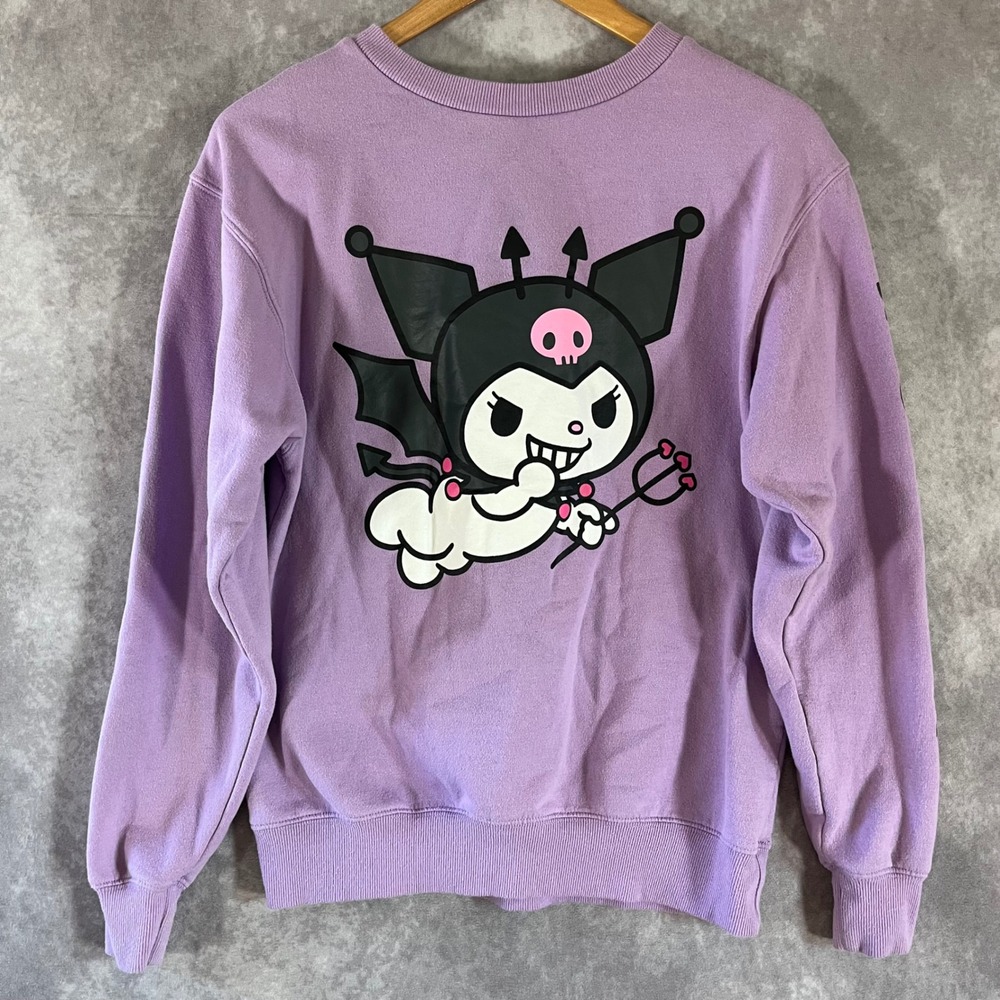 Bioworld Kuromi Sweatshirt Women XS Purple Sanrio Graphic Devil Sleeve Hit